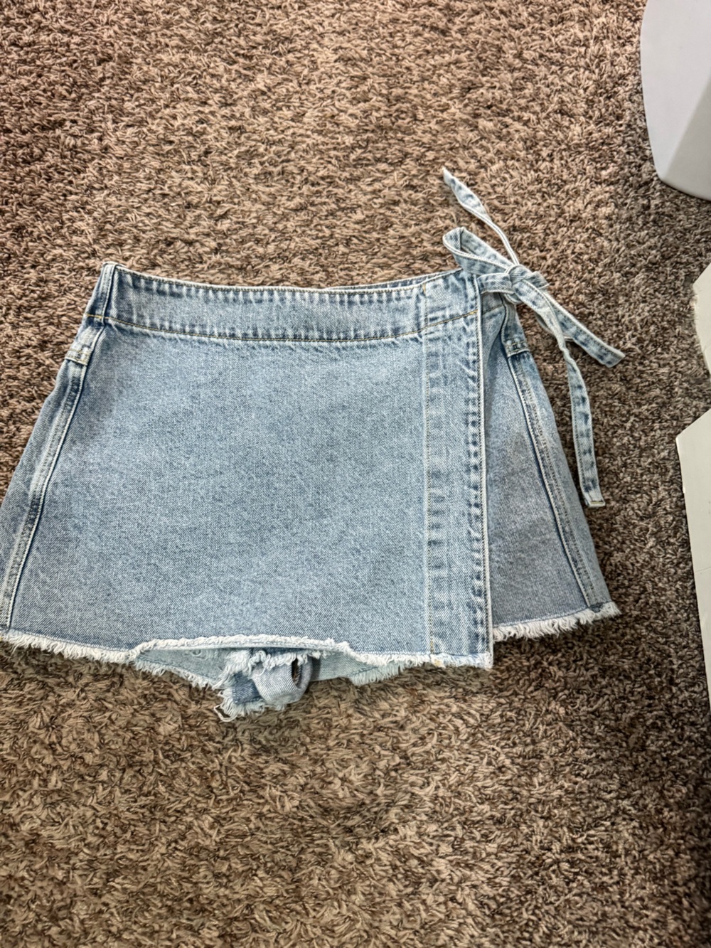 Altar'd State Light Blue Denim Tie-Side Skort